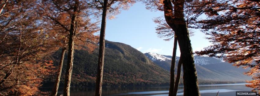 Photo fall trees mountains Facebook Cover for Free