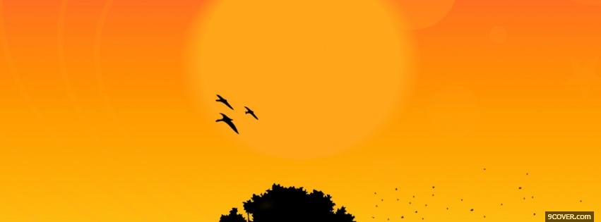 Photo birds flying sunset Facebook Cover for Free