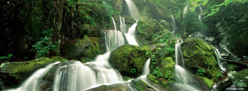 Photo falls mountain nature Facebook Cover for Free