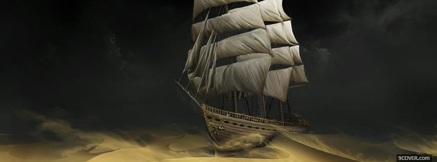 Photo boat on the sand nature Facebook Cover for Free