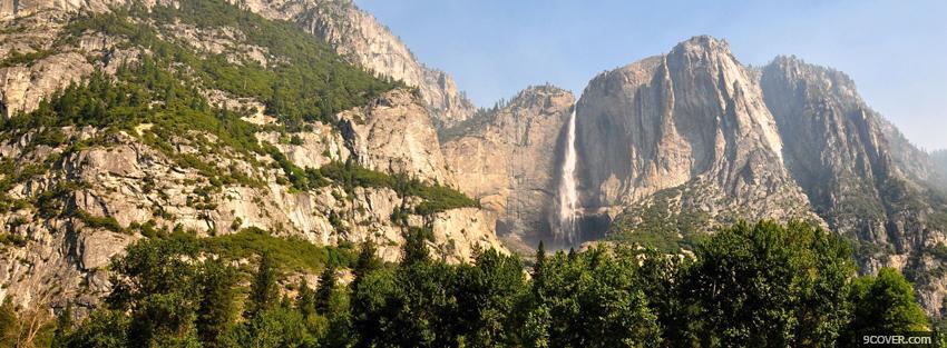 Photo high mountain falls nature Facebook Cover for Free