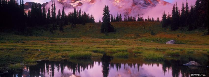 Photo mount rainier sunset nature Facebook Cover for Free