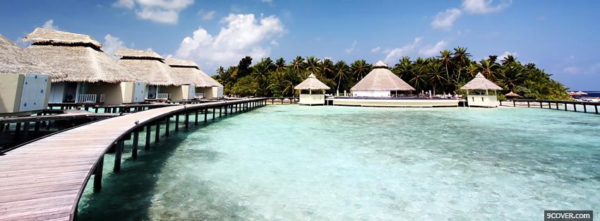 Photo luxurious bungalows beach nature Facebook Cover for Free