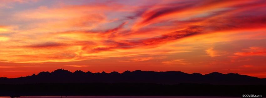 Photo beautiful red sunset nature Facebook Cover for Free