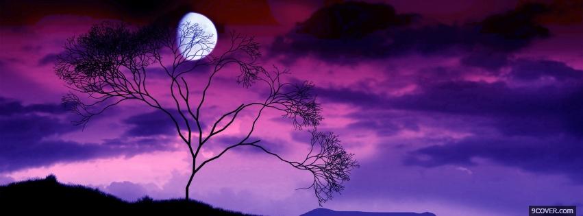 Photo moon and purple sky nature Facebook Cover for Free