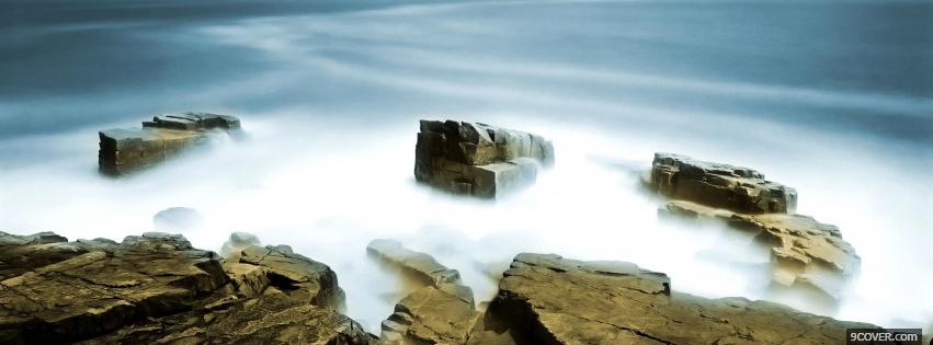 Photo fog and rocks nature Facebook Cover for Free