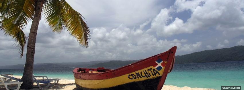 Photo boat on beach nature Facebook Cover for Free