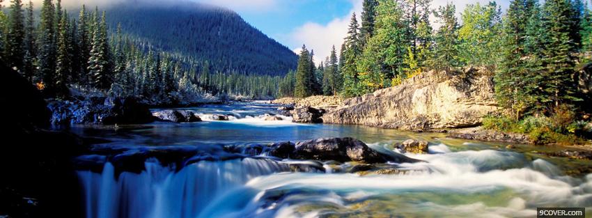Photo falls river nature Facebook Cover for Free