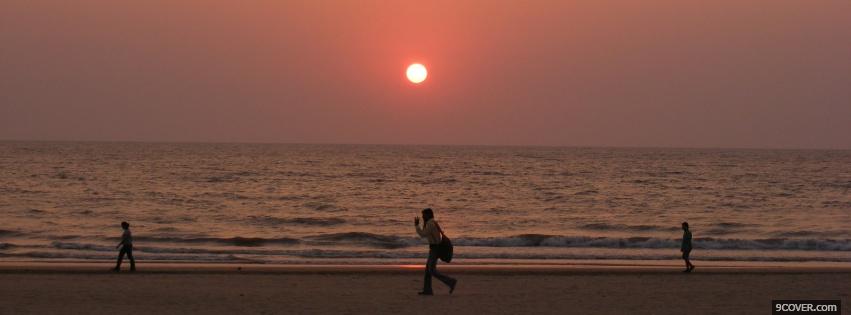 Photo people beach sunset nature Facebook Cover for Free