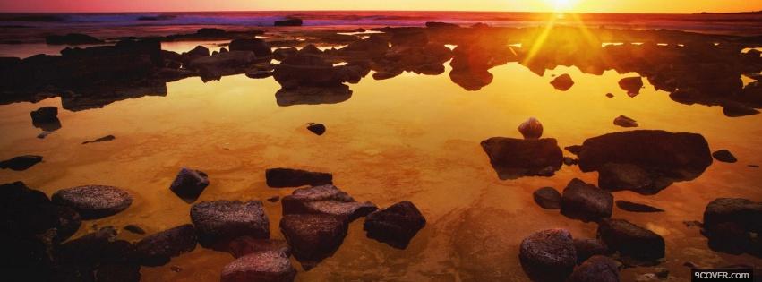 Photo sunset and rocks nature Facebook Cover for Free