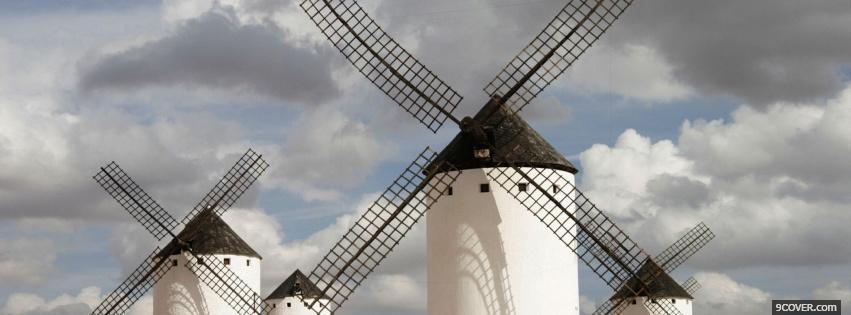 Photo windmills clouds nature Facebook Cover for Free