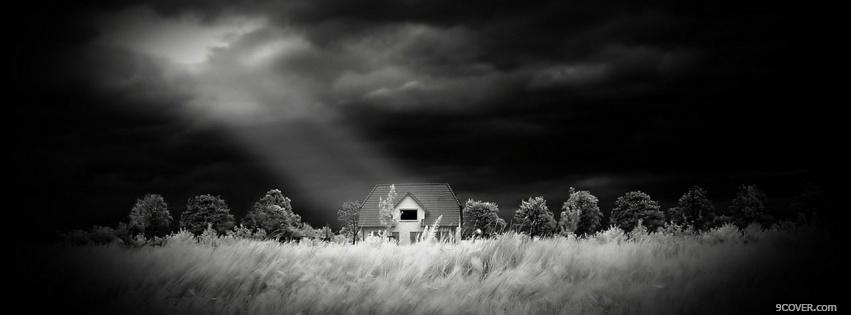 Photo black and white farm Facebook Cover for Free