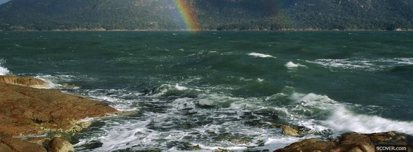 Photo sea and rainbow nature Facebook Cover for Free