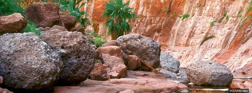 Photo big rocks greens nature Facebook Cover for Free