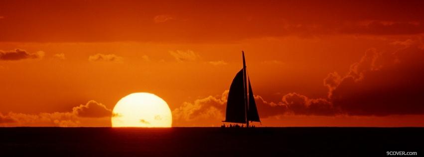 Photo sunset and boat nature Facebook Cover for Free