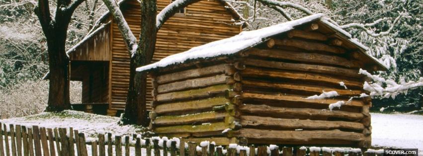 Photo winter cabin nature Facebook Cover for Free