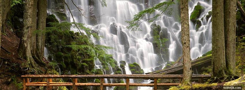 Photo waterfalls in forest nature Facebook Cover for Free
