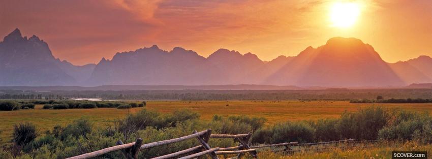 Photo sunset in valley nature Facebook Cover for Free