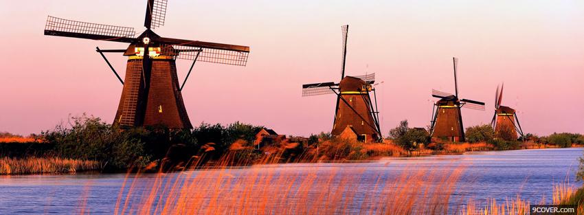 Photo windmills nature Facebook Cover for Free