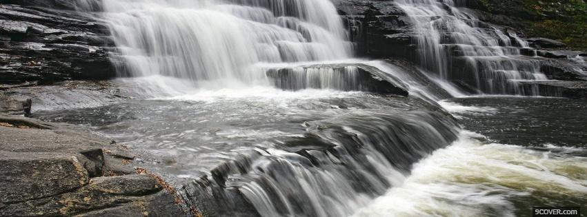 Photo waterfalls rocks nature Facebook Cover for Free
