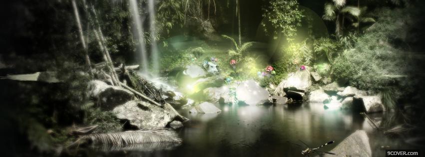 Photo pond in woods nature Facebook Cover for Free