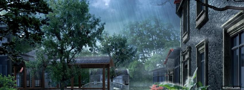 Photo rain and nature Facebook Cover for Free