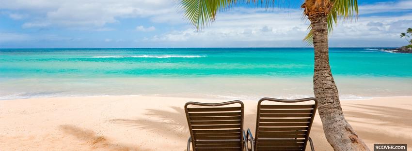 Photo two seats beach nature Facebook Cover for Free