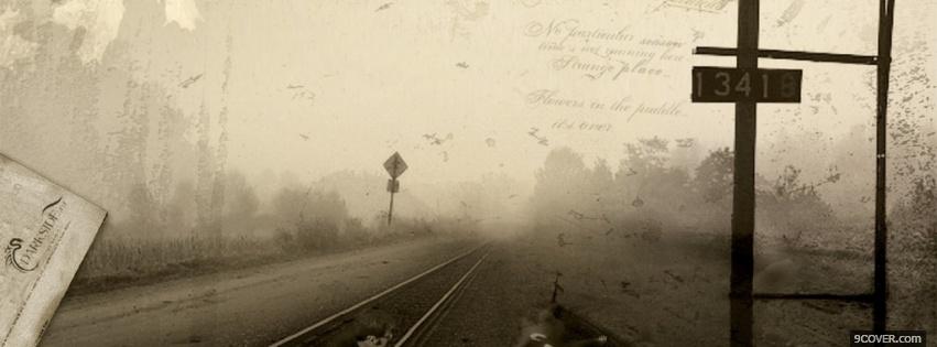 Photo train tracks nature Facebook Cover for Free