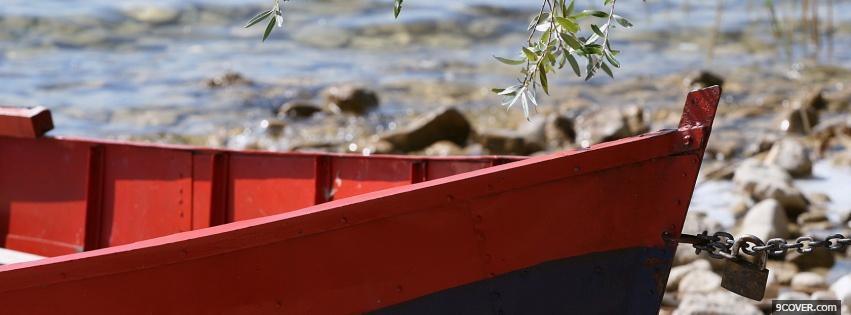 Photo red little boat nature Facebook Cover for Free