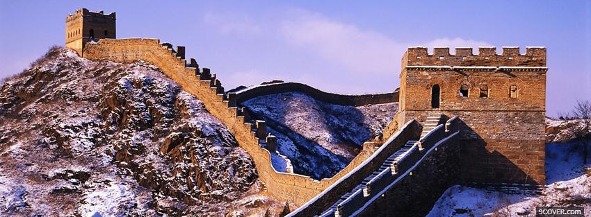 Photo snow great wall of china Facebook Cover for Free