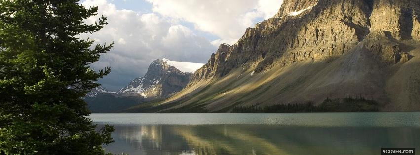 Photo tall mountains water nature Facebook Cover for Free