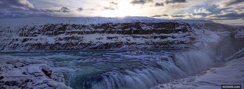 Photo winter waterfalls nature Facebook Cover for Free