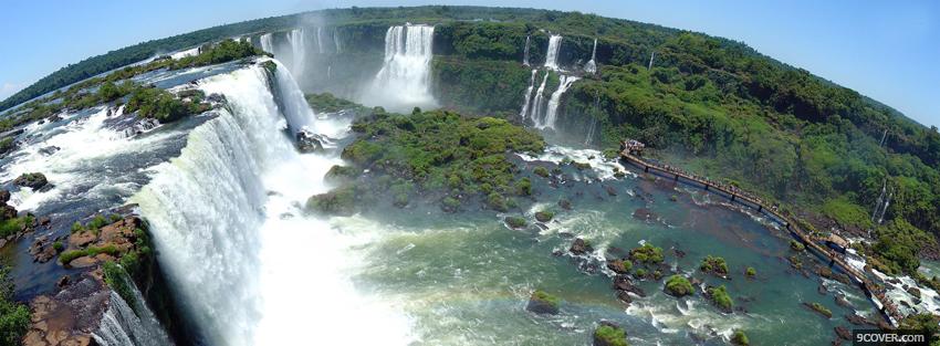 Photo wonderful waterfalls nature Facebook Cover for Free