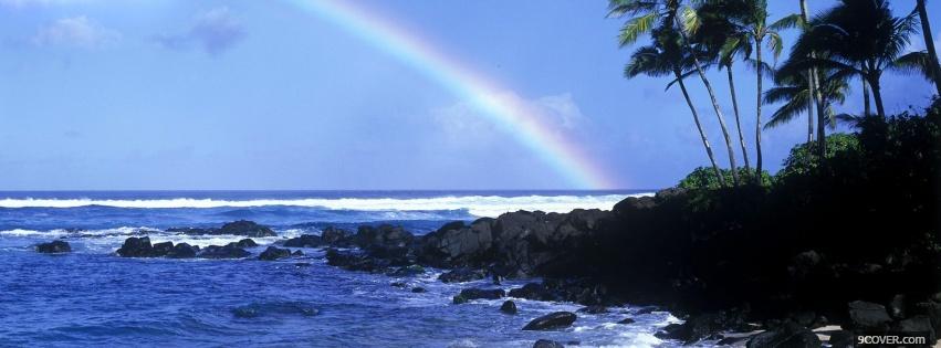 Photo rainbow palm trees nature Facebook Cover for Free
