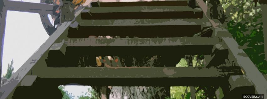 Photo stairs in nature Facebook Cover for Free