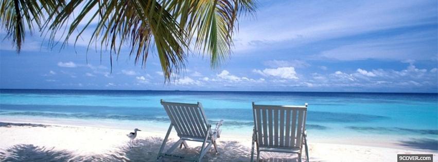 Photo beach and chairs nature Facebook Cover for Free