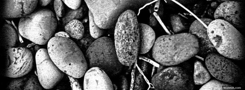 Photo pebbles black and white Facebook Cover for Free