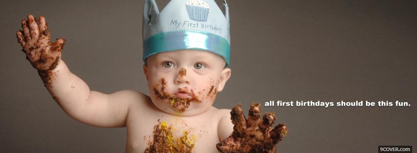 Photo cute first birthday Facebook Cover for Free