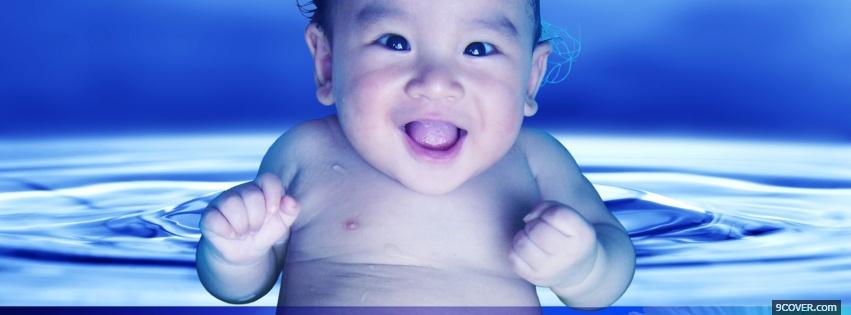 Photo happy baby in water Facebook Cover for Free
