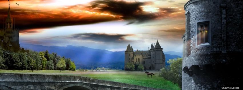 Photo sunrise over castle Facebook Cover for Free