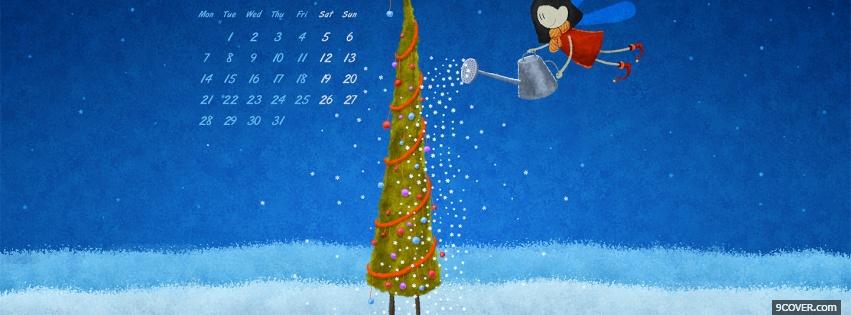 Photo watering christmas tree Facebook Cover for Free