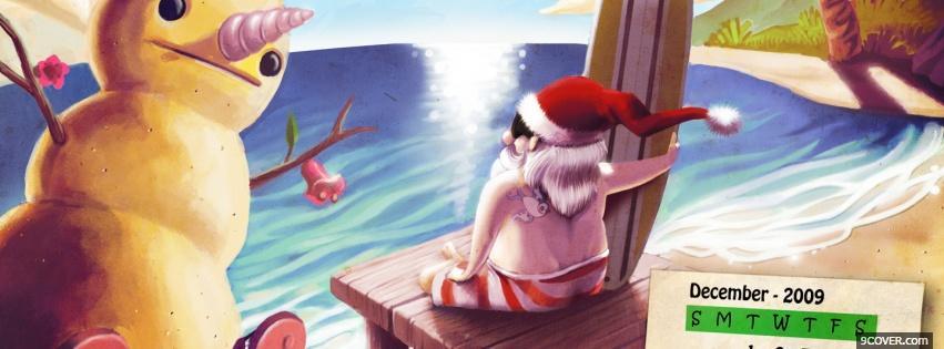 Photo christmas on the beach Facebook Cover for Free