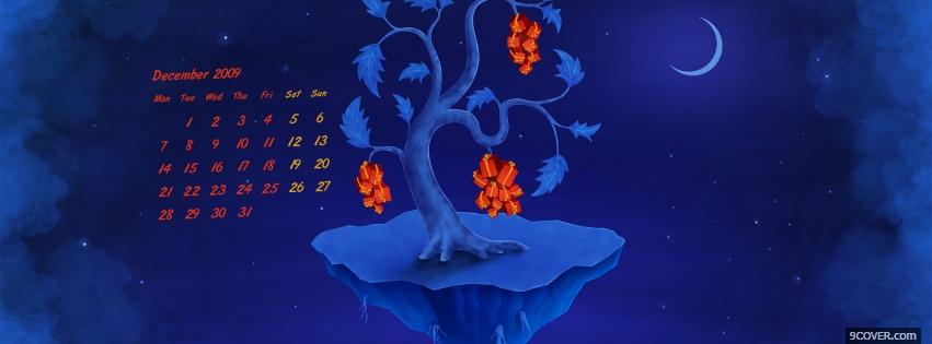 Photo blue december calendar Facebook Cover for Free