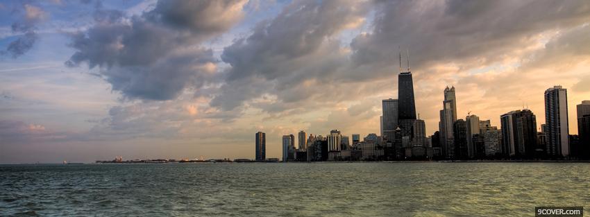 Photo chicago city and water Facebook Cover for Free