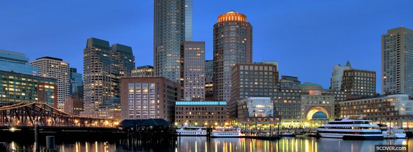 Photo boston skyline city Facebook Cover for Free