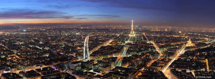 Photo paris at night city Facebook Cover for Free