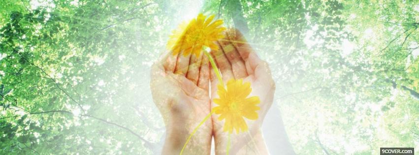 Photo hands yellow flowers creative Facebook Cover for Free