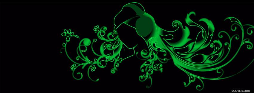 Photo green neon flowers creative Facebook Cover for Free