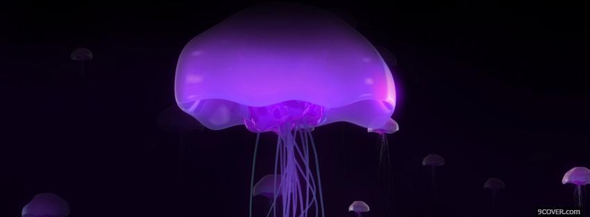 Photo neon jelly fish creative Facebook Cover for Free