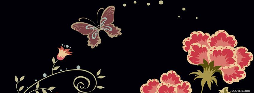 Photo butterfly and flower creative Facebook Cover for Free